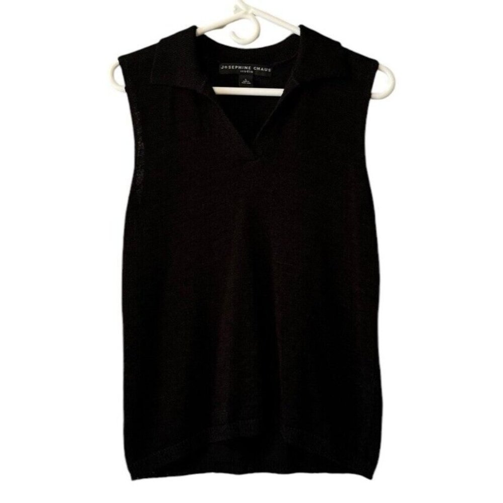 Josephine Chaus Black Sleeveless Lightweight Polyester Blend Sweater Size Large
